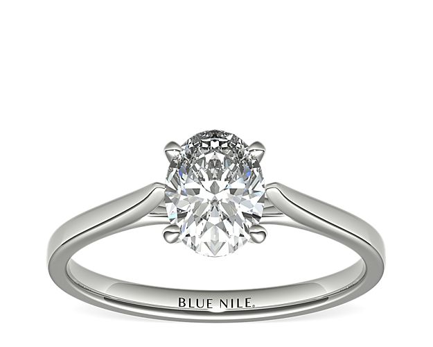 Petite Cathedral Solitaire Engagement Ring In Platinum