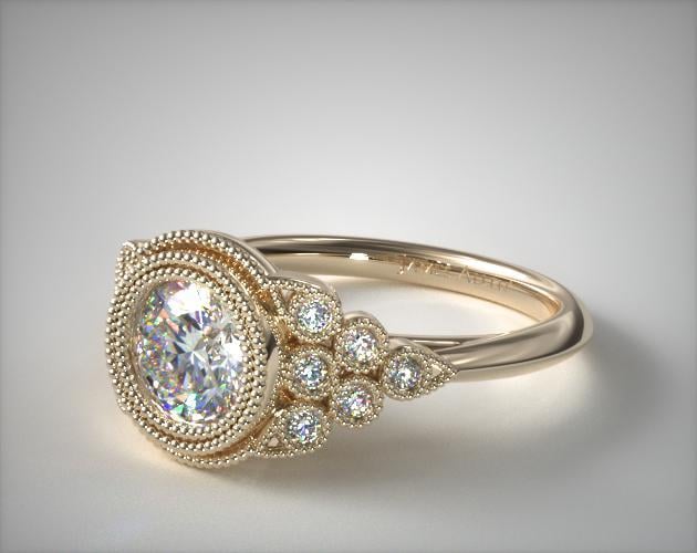 14K Yellow Gold Beaded Bezel Set Diamond Engagement Ring at James Allen