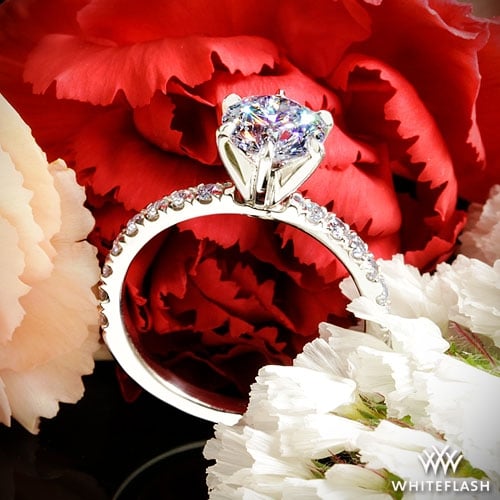 Platinum Valoria French-Set Diamond Engagement Ring at Whiteflash