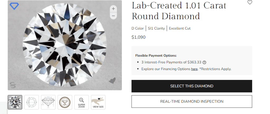 Lab-Created 1.01 Carat Round Diamond at James Allen