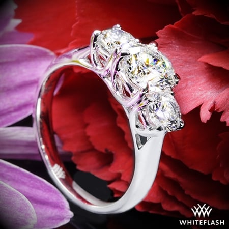 18k White Gold Trellis 3 Stone Engagement Ring (Setting Only)