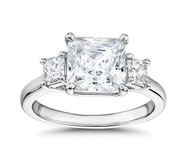 The Gallery Collection™ Princess-Cut Three-Stone Diamond Engagement Ring In Platinum (3/8 Ct. Tw.) at Blue Nile