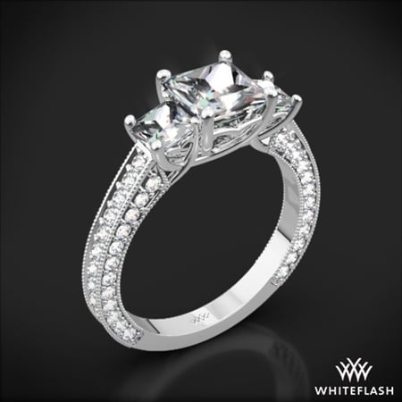 14k White Gold Clara Ashley 3 Stone Engagement Ring for Princess at Whiteflash