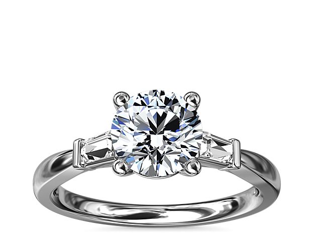 Tapered Baguette Diamond Engagement Ring In 14k White Gold (1/6 Ct. Tw.) at Blue Nile