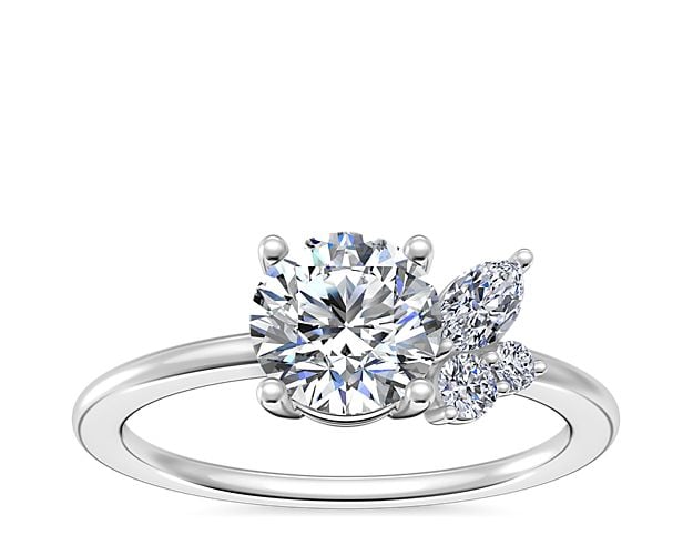 Asymmetrical Marquise And Round Cluster Diamond Engagement Ring In Platinum at Blue Nile