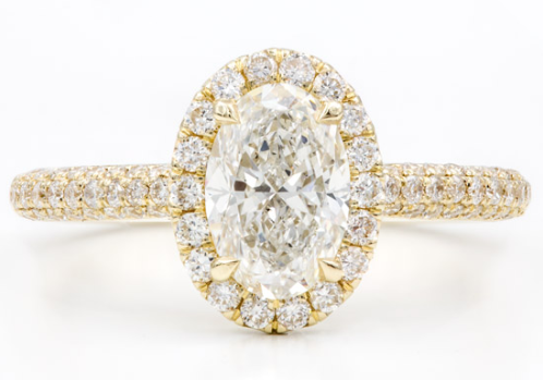 CUSTOM 3 ROW PAVÉ ENGAGEMENT SETTING YELLOW HALO at Adiamor