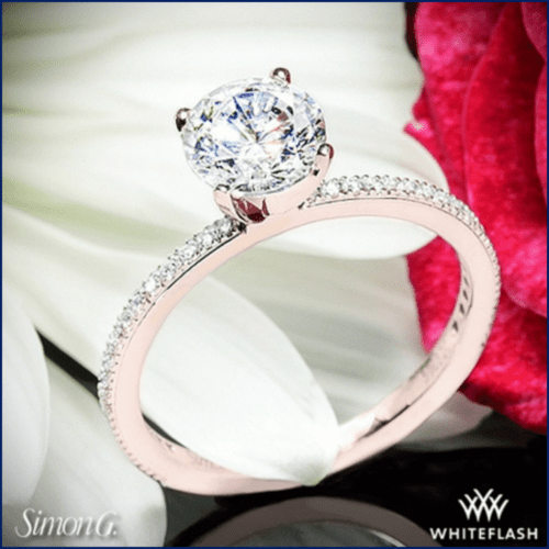 18k Rose Gold Simon G. PR108 Classic Romance Diamond Engagement Ring at Whiteflash