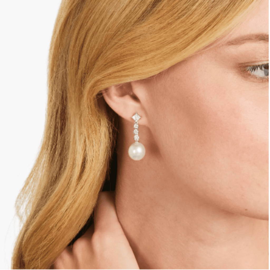 18K White Gold South Sea Cultured Pearl And Diamond Earrings at James Allen