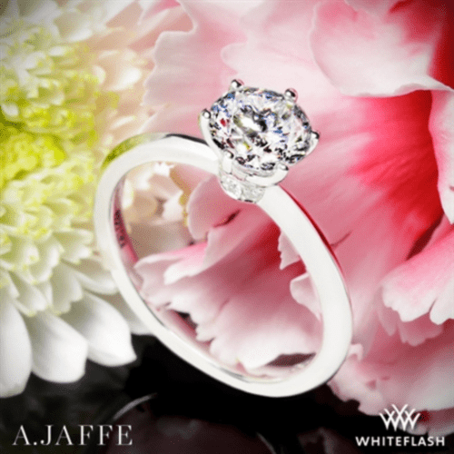 14k White Gold A. Jaffe ME1689 Classics Solitaire Engagement Ring For 1ct Center Diamond at Whiteflash