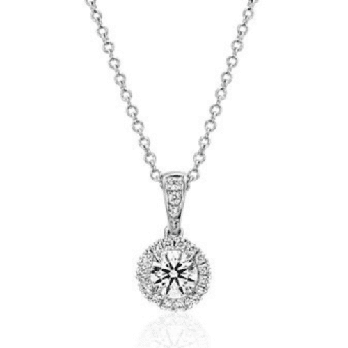 Halo Diamond Pendant In 18k White Gold (1/2 Ct. Tw.) at Blue Nile