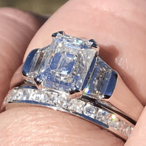 Antique emerald cut diamond ring
