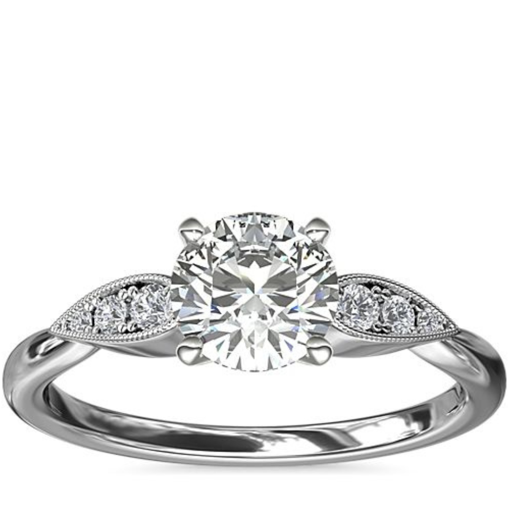 Pear-Shaped Diamond Detail Engagement Ring In 14k White Gold at Blue Nile