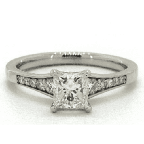 14K White Gold Petite Tapered Pavé Adorned Crown Engagement Ring at James Allen