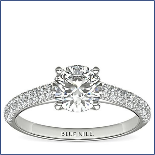 Trio Micropavé Diamond Engagement Ring In Platinum at Blue Nile