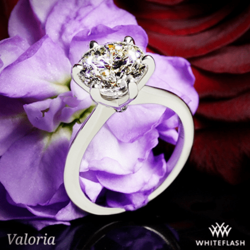 18k White Gold Valoria Petite Six Prong Solitaire Engagement Ring at Whiteflash