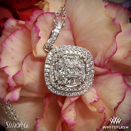 18k White Gold Simon G. MP1797 Simon Set Diamond Pendant at Whiteflash