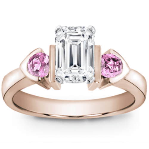 14K Rose Gold PINK SAPPHIRE ACCENTED, BEZEL SET SETTING