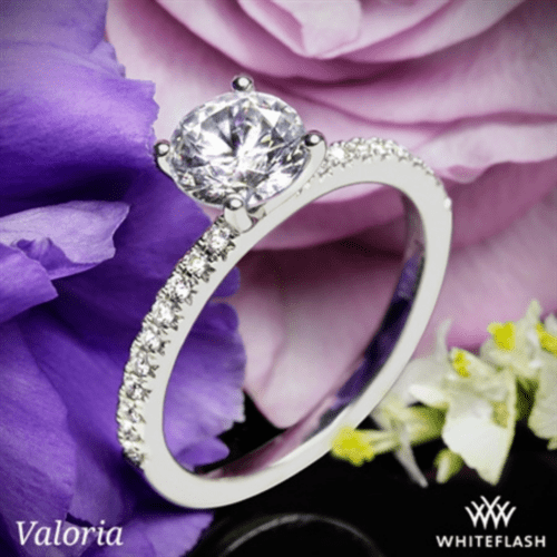 14k White Gold Valoria Petite Pave Diamond Engagement Ring