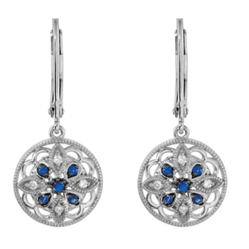 Blue sapphire and diamond renaissance earrings at adiamor