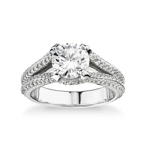 Bella Vaughan For Blue Nile Seattle Split Shank Double Pavé Diamond Engagement Ring In Platinum (3/4 Ct. Tw.) at Blue Nile