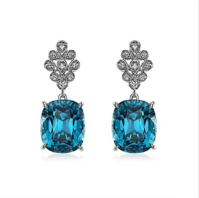 Extraordinary Collection: Blue Zircon And Diamond Drop Earrings In 18k White Gold at Blue Nile