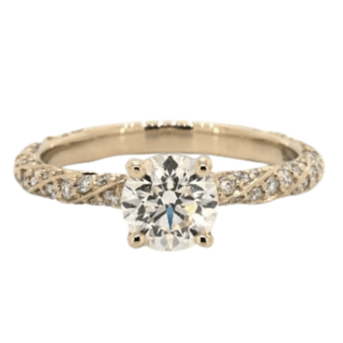 18K Yellow Gold Twisted Pavé Engagement Ring