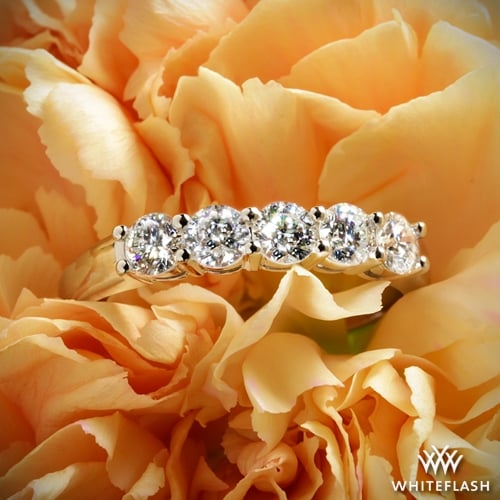 0.53ctw 14k White Gold Five Stone Open Basket Lab Created Diamond Wedding Ring