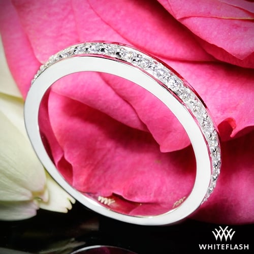 18k White Gold Legato Sleek Line Pave Diamond Wedding Ring