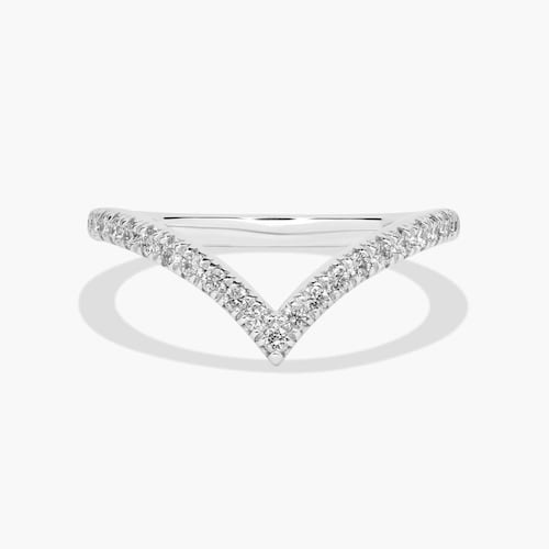 V Contour Diamond Wedding Ring In Platinum